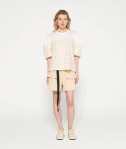 10DAYS T-Shirts^Balloon Sleeve Tee Stripes ecru/natural