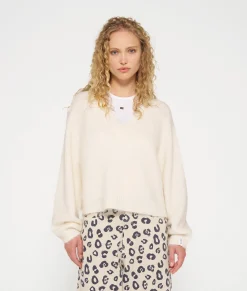 10DAYS Pullover^Cropped V-neck Sweater Knit light natural