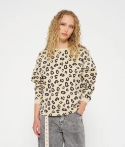 10DAYS Sweatshirts^Raw Edge Sweater Leopard oyster