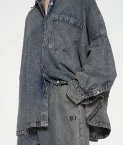 10DAYS Blusen^Shirt Flowy Denim blue denim