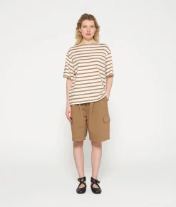 10DAYS T-Shirts^Short Sleeve Tee Stripes ecru/cedar brown