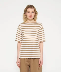 10DAYS T-Shirts^Short Sleeve Tee Stripes ecru/cedar brown