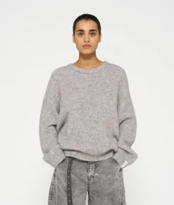 10DAYS Pullover^Sweater Rib Knit light grey melee