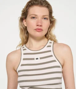 10DAYS Tops^Tank Top Rib Stripes ecru/sage