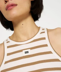 10DAYS Tops^Tank Top Rib Stripes ecru/cedar brown