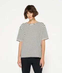 10DAYS T-Shirts^THE TEE STRIPES white/black