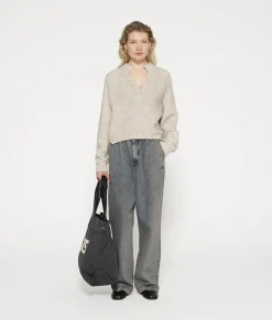 10DAYS Hosen^Wide Pants Flowy Denim blue denim